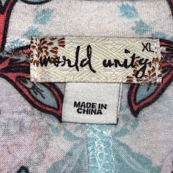 World Unity Cold Shoulder Paisley Print Boho Top Size XL Multi Soft Knit Blouse - Picture 11 of 13